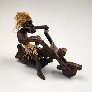Wooden Tiki Tribal Man Bike Motorcycle Statue